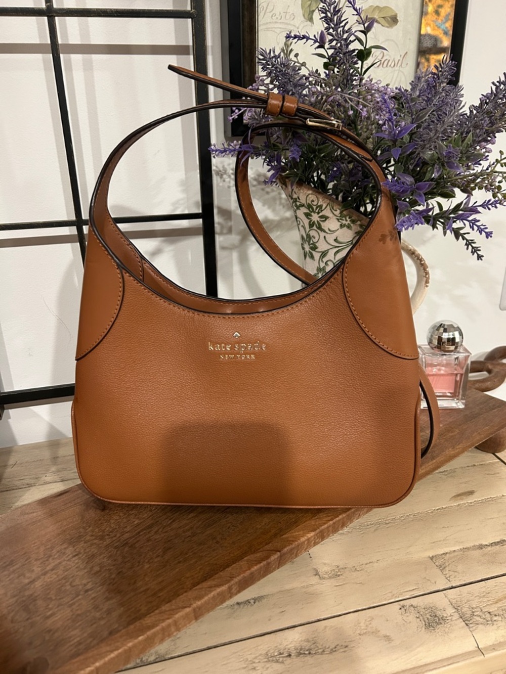 NWOT Kate Spade Tan/Cognac Leather Shoulder Bag - Picture 2 of 5